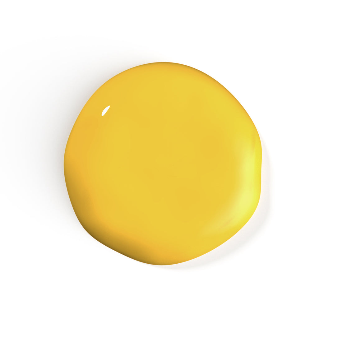 A droplet of Liberation Nails nail polish in a lemon yellow color, Sunroom.